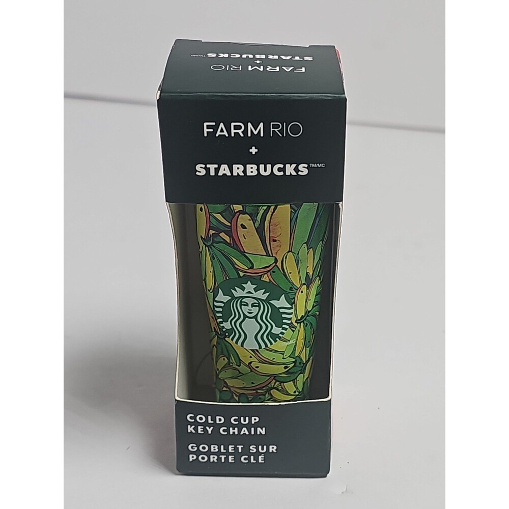 STARBUCKS  x FARM RIO Banana Print Cold Cup Keychain LIMITED EDITION Sealed NWT
